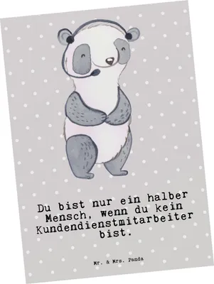 Produktbild von Mr. & Mrs. Panda Postkarte Kundendienstmitarbeiter Herz - Grau Pastell - Geschenk, Grußkarte, Ansichtskarten, Customer Service, Callcenteragent, Witzig, Spruch, bildkarte