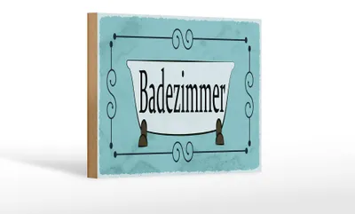 Produktbild von Holzschild Hinweis 18x12 cm Badezimmer Dekoration