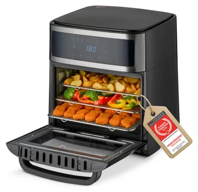Produktbild von TZS First Austria Heißluftfritteuse 13L, 1700W, 8 Programme, XXL Edelstahl, Minibackofen, Heißluft Ofen, Vorheizen & Warmhalten, Kompaktfriteusen, Friteuse Air Fryer ohne Öl