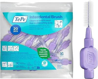 Produktbild von 20-Pack TePe Interdentalbürsten Extra Soft Lila, ISO-Größe: 6, 2,0mm, inkl. Schutzkappen