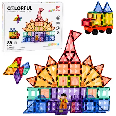 Productafbeelding van Magnetische constructieblokken 3D-panelen Creatieve stam Kleurrijk 85 stuks.