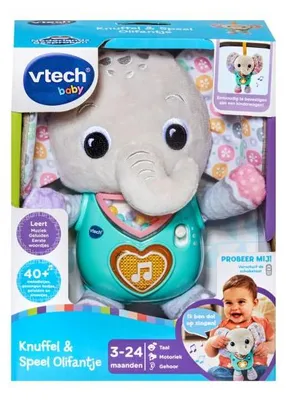 Produktbild von VTech Baby Knuffel & Speel Olifantje, 0,25 Jahr(e), Mit Ton, Sprachfunktion, Batterien erforderlich, AAA, Kunststoff, Plüsch