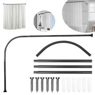 Produktbild von Dehnbare Edelstahl L-Form Badewanne Ecke Duschvorhangstange, für Badezimmer, Bekleidungsgeschäft, Privatraum