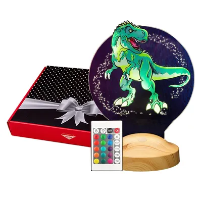 Produktbild von GESCHENKELAMPE LED Nachttischlampe T-REX Dinosaurier Lampe mit UV-Druck 3D Nachtlicht für Dino-Fans