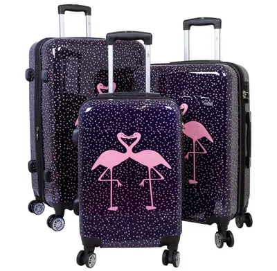 Produktbild von Kofferset Trolleyset 3 teilig Flamingo Polycarbonat Hartschale Motivkoffer