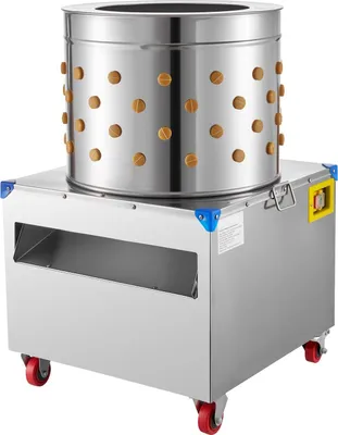 Immagine prodotto di Macchina spennatrice per pollame - Spennatrice per polli - Tamburo da 50 cm - Potenza 2 CV - Velocità 275 giri/min - Numero di dita in gomma 106 - Acciaio inossidabile - Capacità 2–4 polli