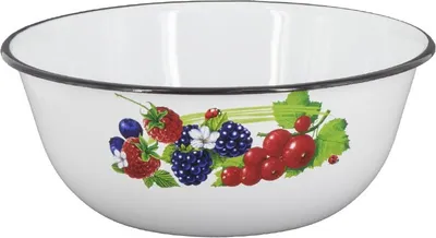Produktbild von Waldbeeren WEISSE Schüssel Emaille Rund 5 Liter ca Ø 30 mit Motiv emailliert Retro Nostalgie Geschirr