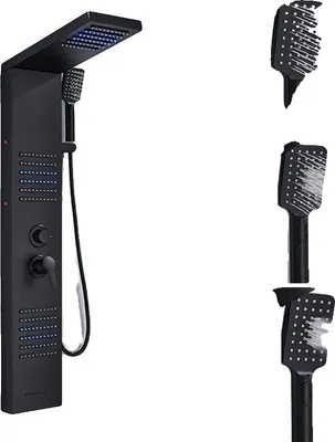 Produktbild von Duschpaneel, Regenfall-Erlebnis, Dreifachbedienung, Schwarz 6004