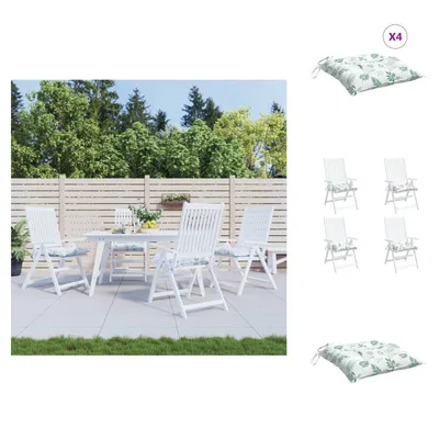 Obrázek produktu pro vidaXL Polštář na židli 4 ks. Látka se vzorem listů 40x40x7 cm - polštář na sedadlo