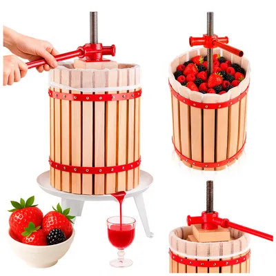 Produktbild von SuperButelki.pl – Obstpresse, 18 l, Schneckenpresse, Stahl, für Säfte, Weine, Liköre und Apfelwein, für den Haus- und Gartengebrauch, mit Behälter