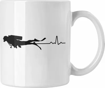Produktbild von Trendation - Taucher Tasse Geschenk Kaffeetasse Geschenkidee Männer Tauchen Evolution Grafik Tauchlehrer Tauchsportler Becher (Weiß)