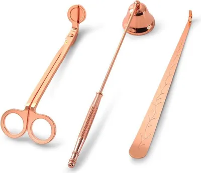 Produktbild von Kerzendochtschneider,3 in 1 Kerzenzubehör-Set Kerzendochttaucher Kerzenpflegewerkzeuge Geschenk/ Roségold