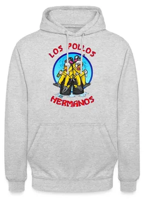 Produktbild von Spreadshirt Breaking Bad Los Pollos Hermanos White Pinkman Uni Hoodie, S, Hellgrau meliert