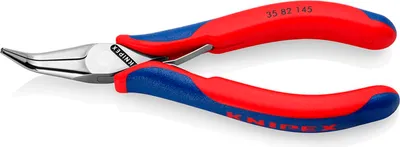Immagine prodotto di Pinza per elettronica Knipex DIN ISO 9655 L145mm piatta-arrotondata 45° lucidata a specchio con manici 2K - 35 82 145 SB