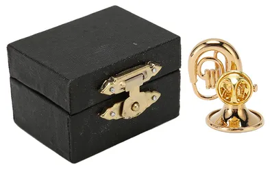 Obrázok produktu pre Zlatá miniatúrna trubka, nádherná a precízne vyhotovená, s ochranou proti korózii. Miniatúrna hudobná broš pre milovníkov hudby, ideálna na hudobné festivaly