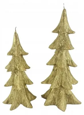 Produktbild von Adpal Weihnachtsbaum Kerze Klein Metallic Gold