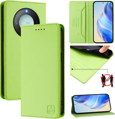 Immagine prodotto di Custodia in pelle per Honor X9C Smart, flip case con slot per carte, portafoglio e supporto Verde