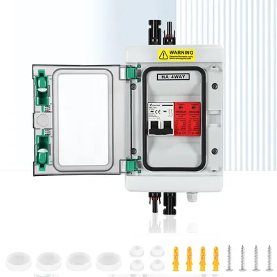 Produktbild von Peviasot Solar Anschlusskasten DC 1-String Überspannungsschutz PV 1000V 32A Photovoltaik IP65 Generatoranschlusskasten 4-Module Solarstecker PV-Anlage