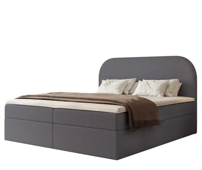 Produktbild von Boxspringbett FUZZI 180x200 Bettkasten Bonellmatratze Dunkles Graublau Chenille