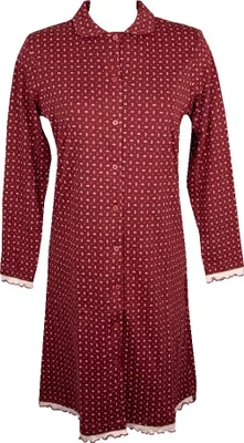 Produktbild von RAGNO Damen-Nachthemd mit langen Ärmeln, vorne offen, mit warmem Winterkragen aus Interlock-Baumwolle, Artikel DN97NN, Taglia 52, Cotone 100%