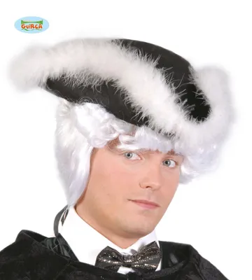 Produktbild von Pirat Dreispitz Venezianische Karneval Mütze Eleganz Feder Rand Klassisches Kostüm Kopfdeckung, Farbe: Schwarz