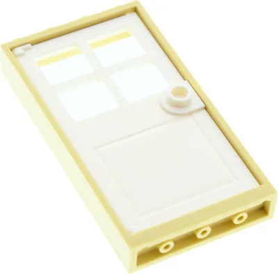 Produktbild von 1x Lego Tür Rahmen 1x4x6 beige Türblatt weiß 4 Fenster Haus 60623 60596