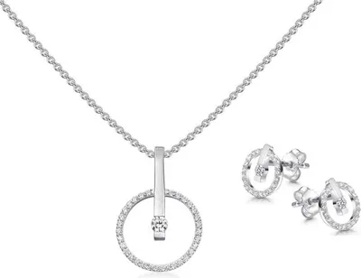 Produktbild von SILBERKETTEN STORE Schmuckset 3tlg. - Kette mit Ohrstecker, rund SJR 2047 - 925 Silber - 40cm