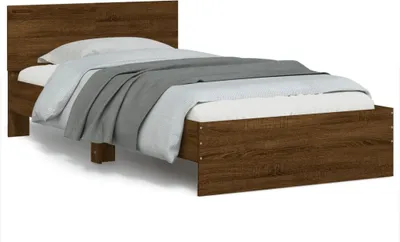 Produktbild von Design Bettgestell mit Kopfteil Braun Eichen-Optik 100x200 cm, Klassische Betten 2024 Neu