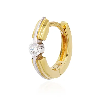 Produktbild von NKlaus Einzel Bicolor Klappcreole 333 Gelb Gold 8 Karat 12mm Zirkonia weiß Ohrring 11971