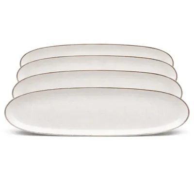 Produktbild von Servierplatte Urban 34 x 12,5 cm creme 4er-Set Steinzeug – Van Well – spülmaschinen- & mikrowellengeeignet