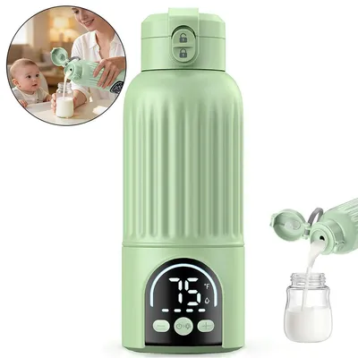 Produktbild von Tragbarer Flaschenwärmer 12000mAh, kabellos Reise Babyflaschenwärmer 140W Schnellheizung, 316 Edelstahl, USB-C, für Muttermilch & Babynahrung