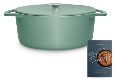 Gusseisen-Cocotte rund 28 cm 6 l mint mit Deckel