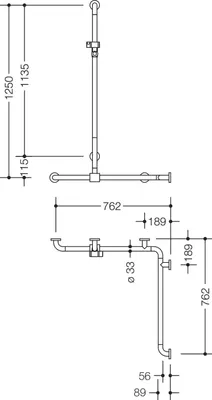 Produktbild von HEWI 801.35.340 55 DU-Wannenhdl. m.Br.H.St.,