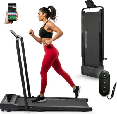Produktbild von Meteor Elektrisches Laufband mit Haltegriff - Klappbar, 1-10 km/h, Bluetooth & 12 Programme, Ideal für Zuhause, max. 120 kg