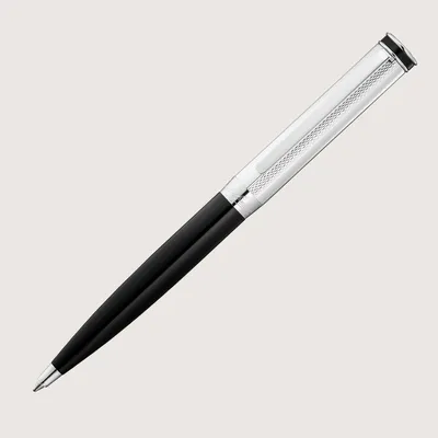 Produktbild von WALDMANN Drehkugelschreiber Edelfeder - Korn-/Linien-Design, Sterling Silber/Lack Schwarz - Exklusiv & Elegant