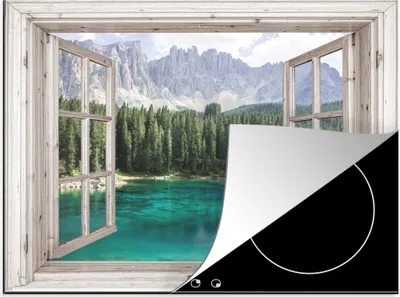 Produktbild von KitchenYeah© Herdabdeckplatte Aussicht - Italien - Berg , 77x59cm, Küche Deko, Glaskeramikkochfeld Herdabdeckung, Abdeckplatte fùr Kochfeld