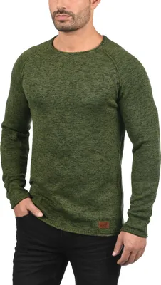 Produktbild von Blend BHDan Herren Strickpullover Feinstrick Pullover mit Rundhalsausschnitt Baumwollmischung Label-Patch Regular fit