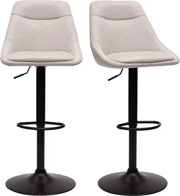 Produktbild von Miliboo - Drehbare Barhocker aus Stoff in Samtoptik Beige und Metall, höhenverstellbar 360° (2er-Set) ALESS