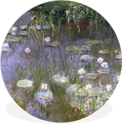 Produktbild von MuchoWow® Rundes Wandbild - Runde Bilder Seerosen - Claude Monet Ø 90 cm Kreis Wanddekoration Kunststoff - Wandkreis - Wandschmuck - Wand-Kreis - Wohnzimmer - Bild - Runde - Wanddeko - Dibond - Kunstdrucke