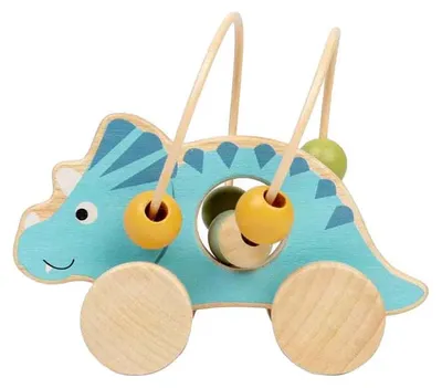 Produktbild von Bigjigs Toys Push Along Triceratops Perlenrahmen