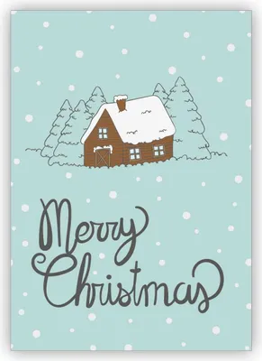 Produktbild von Winterliche Weihnachtskarte mit Häuschen: Merry Christmas
