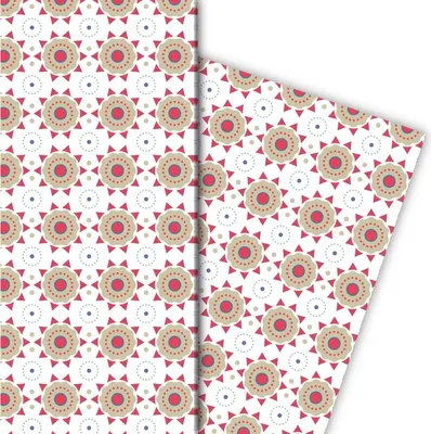 Produktbild von 70er Jahre Sternen Geschenkpapier im Retro Stil, rot - G8223, 32 x 48cm