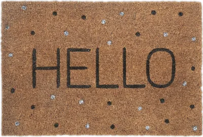 Produktbild von relaxdays Kokos Fußmatte Hello mit Punkten
