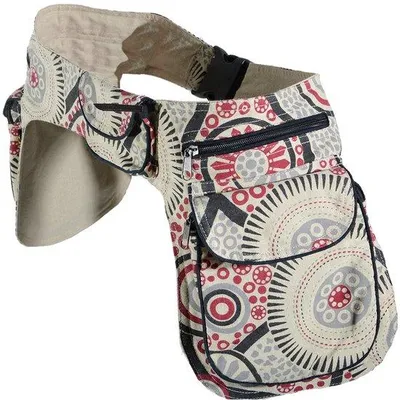 Produktbild von Ibenzoa® Baumwoll-Bauchtasche Weiß, 28 x 18 x 4 cm – Doppelfach mit Magnetverschluss, 2 Reißverschlussfächer & verstecktes Innenfach, verstellbarer Hüftgurt