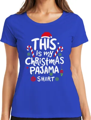 Produktbild von This is my Christmas Pajama Shirt - Weihnachten Xmas Christmas Damen T-Shirt, Blau, M