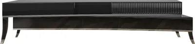 Produktbild von Casa Padrino Luxus Art Deco TV Schrank Schwarz / Silber 250 x 50 x H. 57 cm - Edler Fernsehschrank mit Schubladen - Art Deco Wohnzimmer Möbel