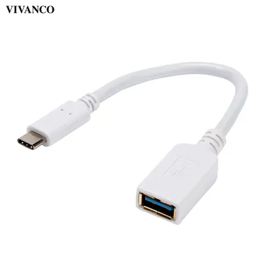 Produktbild von ViVanco™USB 3.0 C-A F-M 0.1m, 0,1 m, USB C, USB A, USB 3.2 Gen 1 (3.1 Gen 1), Männlich/Weiblich, Weiß