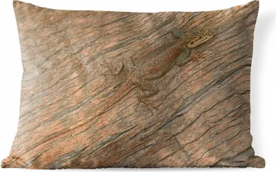 Produktbild von MuchoWow® Outdoor Kissen - Salamander - Camouflage - Holz - 60x40 cm - Wetterfest - Lounge Kissen - Zierkissen - Kissen für Innenräume