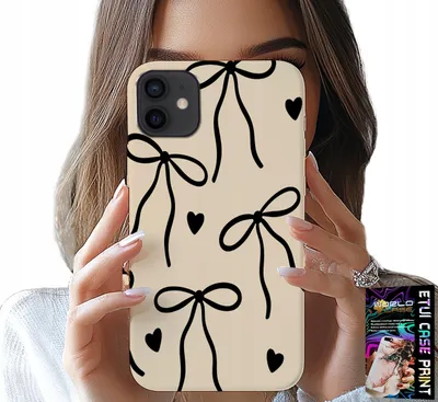 Zdjęcie produktu dla Etui Do Iphone 12 - Beżowe Kokardki Wstążka Modne Wzory