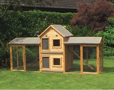 Produktbild von Kleintiervilla promadino Maxi mit Erweiterung und 2 Gehegen 277 x 101 x 140 cm tauchimprägniert
